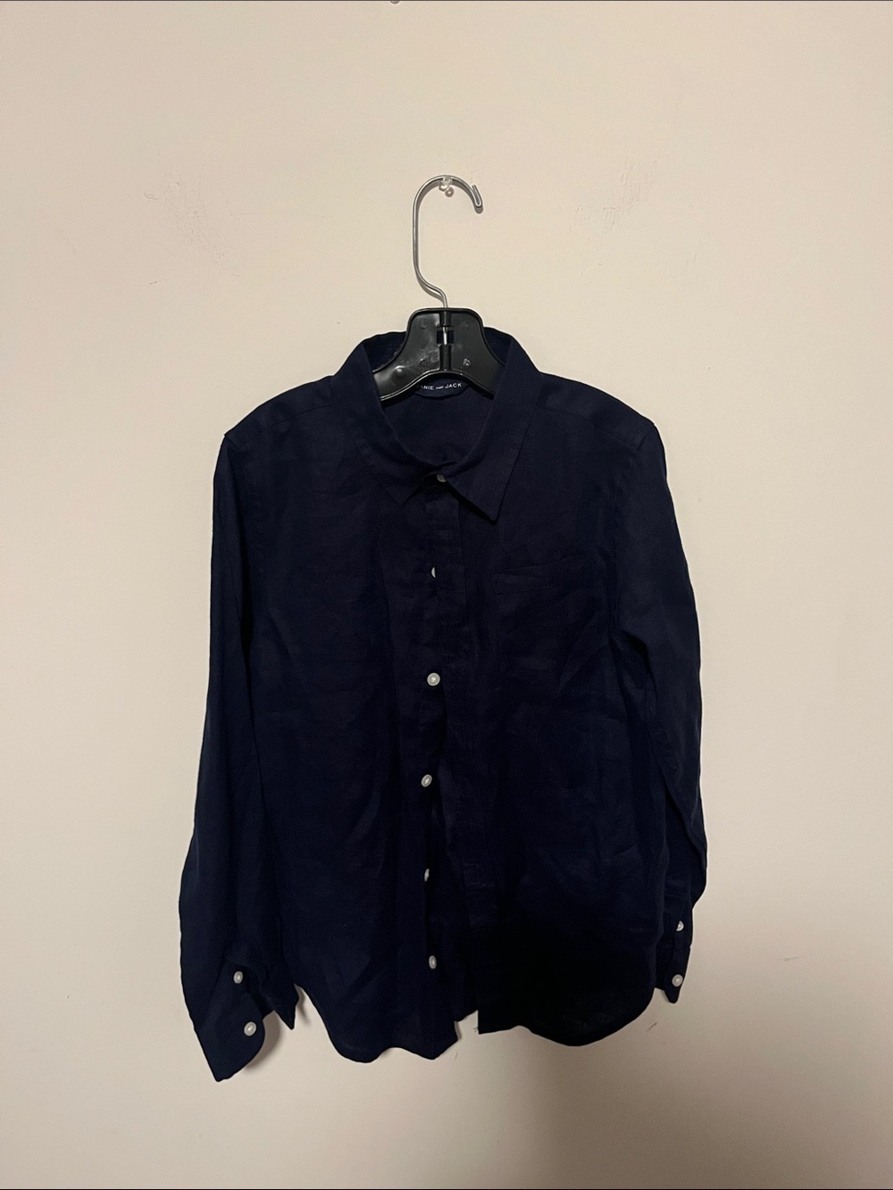 Janie and Jack Dark Navy Linen Button-Down Dress Shirt